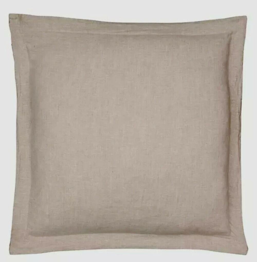 LEVTEX HOME WASHED LINEN NATURAL EUROPEAN Pillow King SHAM WITH FLANGE Grey
